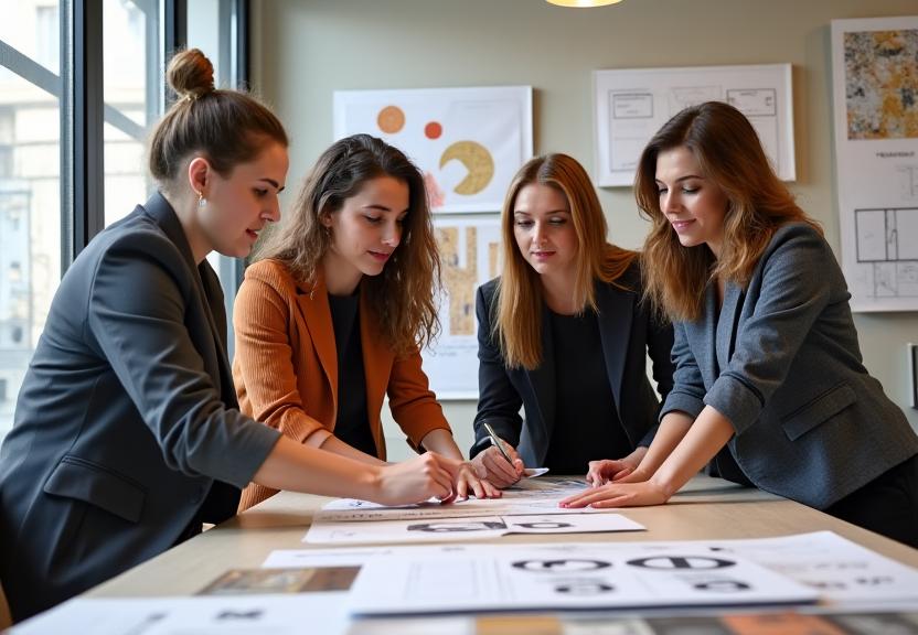 El equipo de diseñadores de Hogar & Estilo Soluciones en su estudio de Madrid.